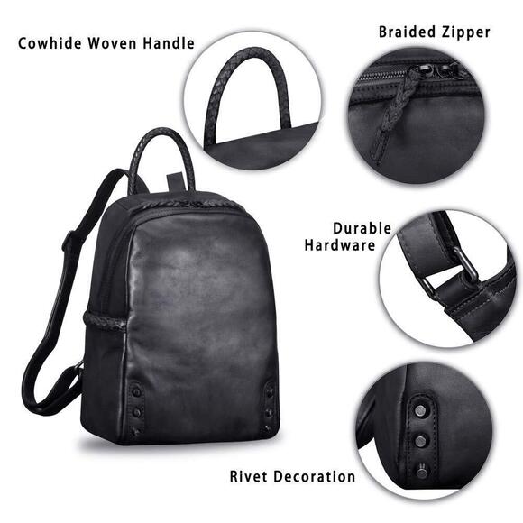 4726 Leather Backpack Vintage Real Leather Knapsack Purse Rucksack Fashion main image 7